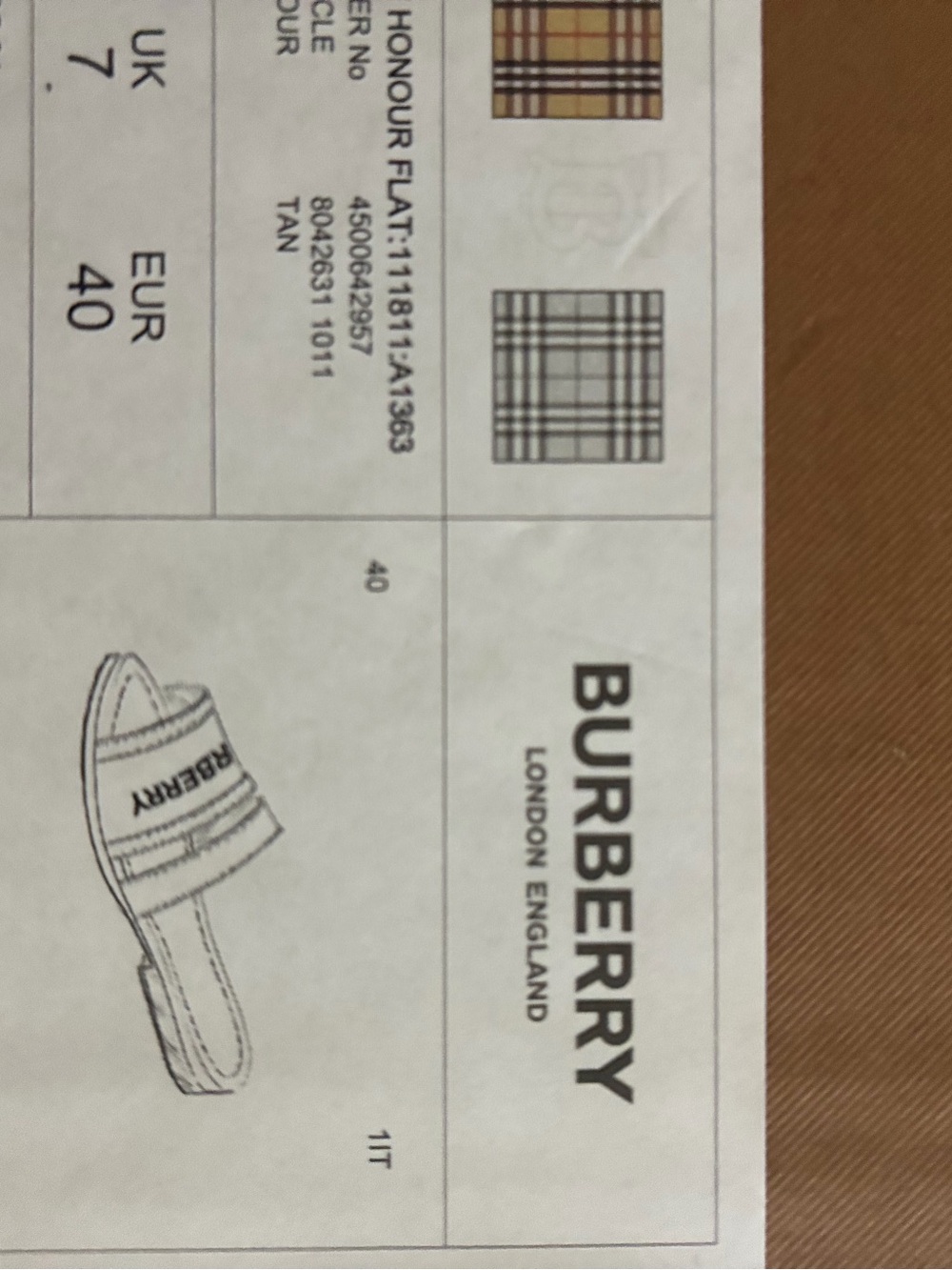 Burberry Cream Canvas Slides with Brown Leather Trim - Picture 6 of 6